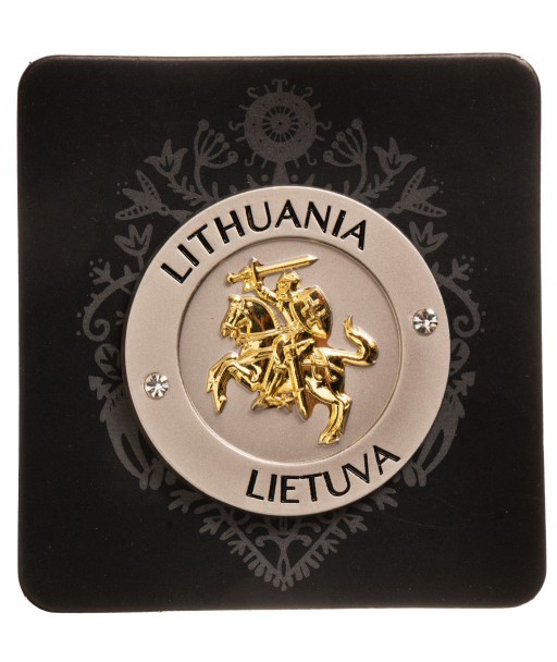 Apvalus metalinis magnetas su Vyčiu ir užrašu Lietuva Lithuania