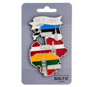 Suvenyrinis magnetas Baltic States su Baltijos šalių kontūrais Suvenyrinis magnetas Baltic States su Baltijos šalių kontūrais
