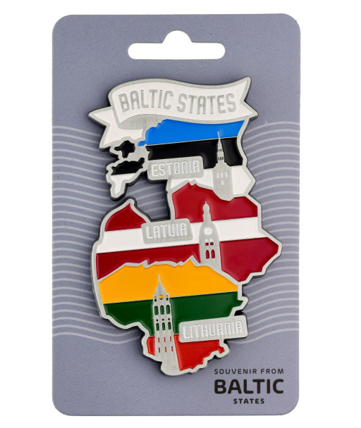 Suvenyrinis magnetas Baltic States su Baltijos šalių kontūrais