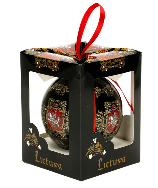 Dekoratyvinis žaisliukas Lietuva su Vyčiu juodos spalvos