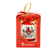 Dekoratyvinis žaisliukas Lietuva su Vyčiu baltos spalvos