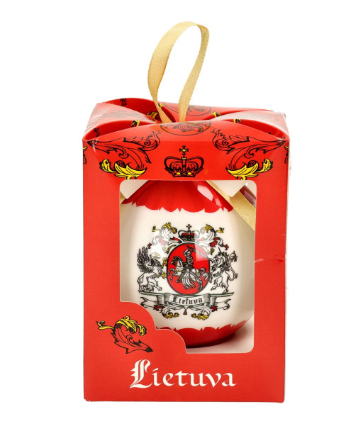 Dekoratyvinis žaisliukas Lietuva su Vyčiu baltos spalvos