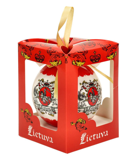 Dekoratyvinis žaisliukas Lietuva su Vyčiu baltos spalvos