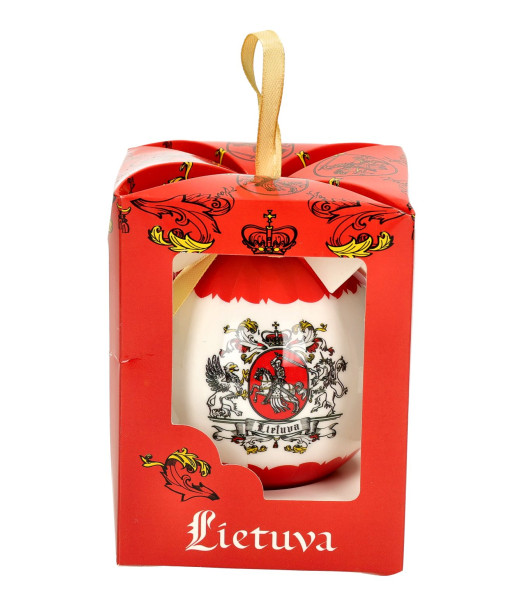 Dekoratyvinis žaisliukas Lietuva su Vyčiu baltos spalvos