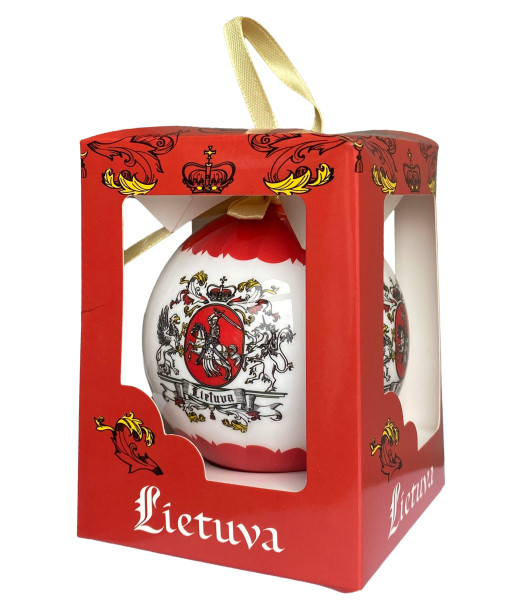 Dekoratyvinis žaisliukas Lietuva su Vyčiu baltos spalvos