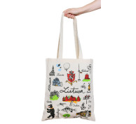 Medžiaginis maišelis su Lietuvos miestų simboliais