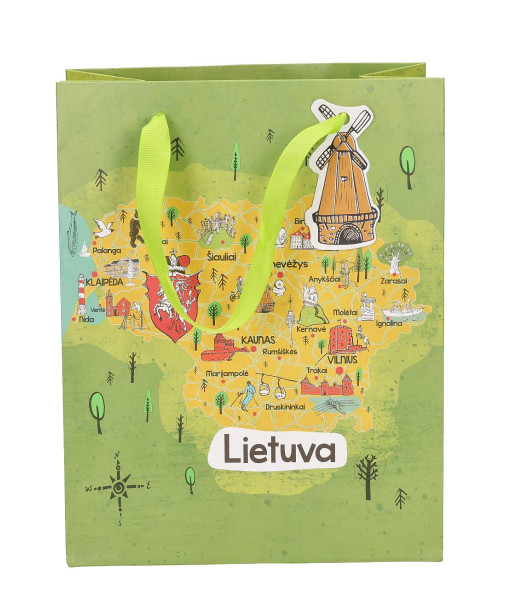 Popierinis maišelis Lietuvos žemėlapis