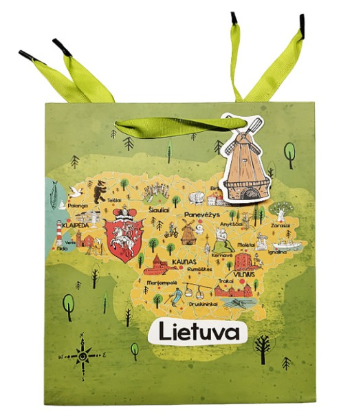 Popierinis maišelis Lietuvos žemėlapis