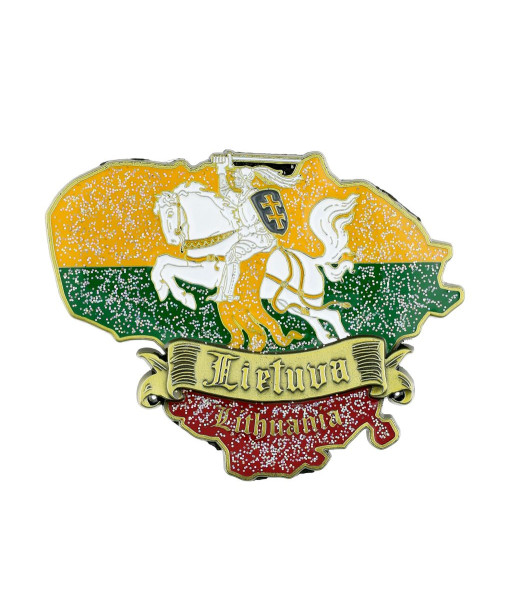 Magnet Lithuania outline with Vytis and flag colors