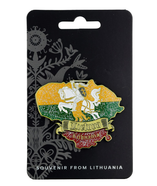 Magnet Lithuania outline with Vytis and flag colors