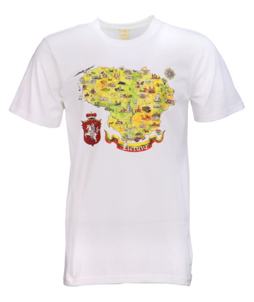 Balti marškinėliai Lietuvos žemėlapis