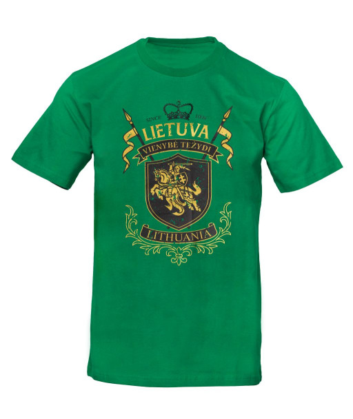 T-Shirt with a Gold Vytis and Lietuva Inscription