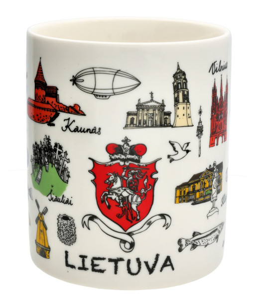 Porcelain mug Symbols of Lithuanian cities