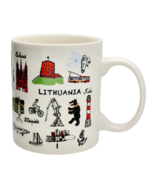 Porcelain mug Symbols of Lithuanian cities