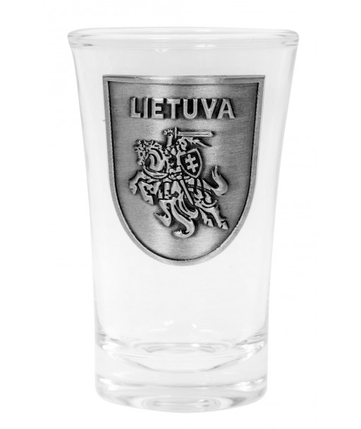 Stikliukas su Lietuvos herbu ir metaline detale