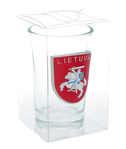 Stikliukas su raudonu metaliniu Lietuvos herbu
