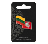 Metalinis ženkliukas su Lietuvos vėliava ir istorine vėliava Metalinis ženkliukas su Lietuvos vėliava ir istorine vėliava
