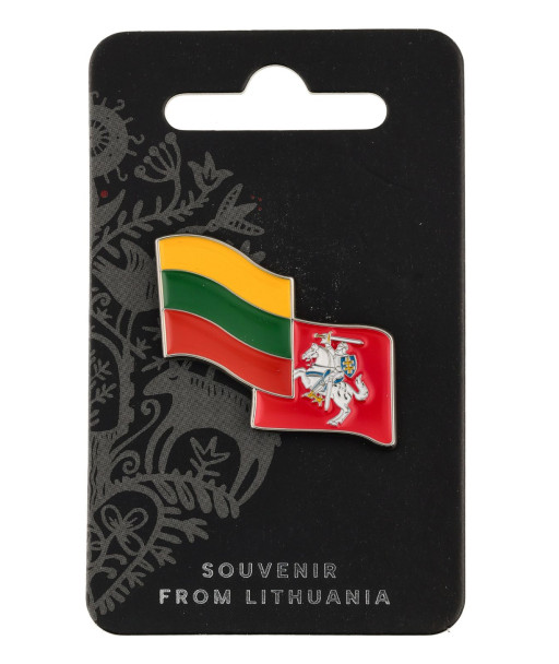 Metalinis ženkliukas su Lietuvos vėliava ir istorine vėliava